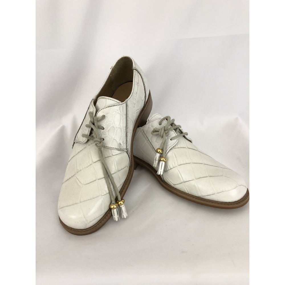 Basini II Boys Croc Pattern Ice Oxford Lace-Up Leather Shoe Size 3.5 M EUC SH264